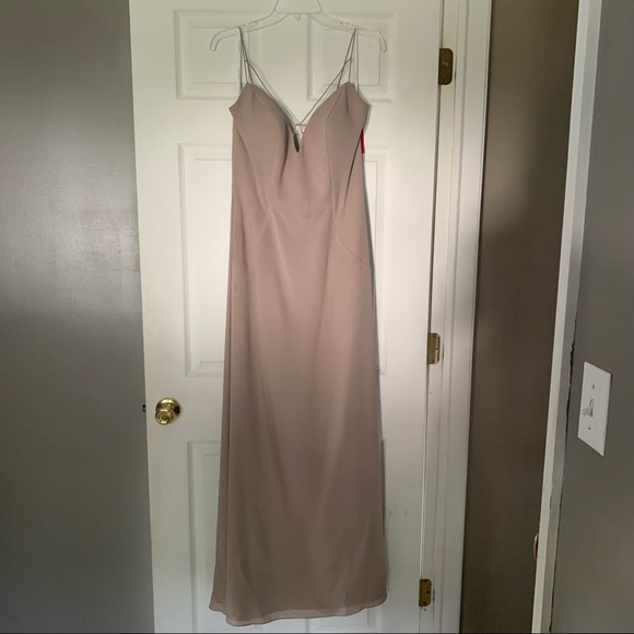 Bari Jay Bridesmaid Dress, Mocha - Picture 3 of 9